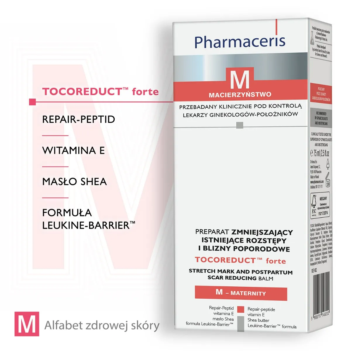 Pharmaceris M, Tocoreduct forte, preparat zmniejszający istniejące rozstępy i blizny poporodowe, 75 ml 