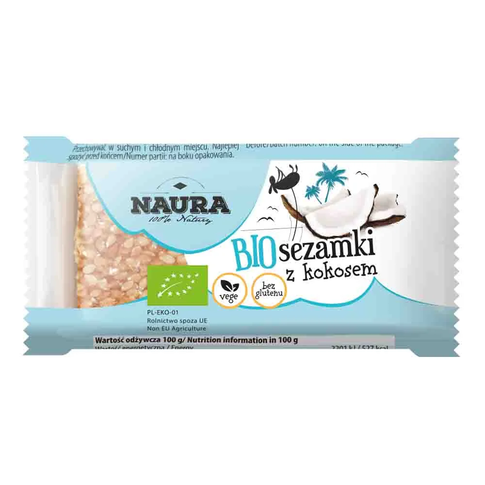 Naura BIO sezamki z kokosem, 27 g