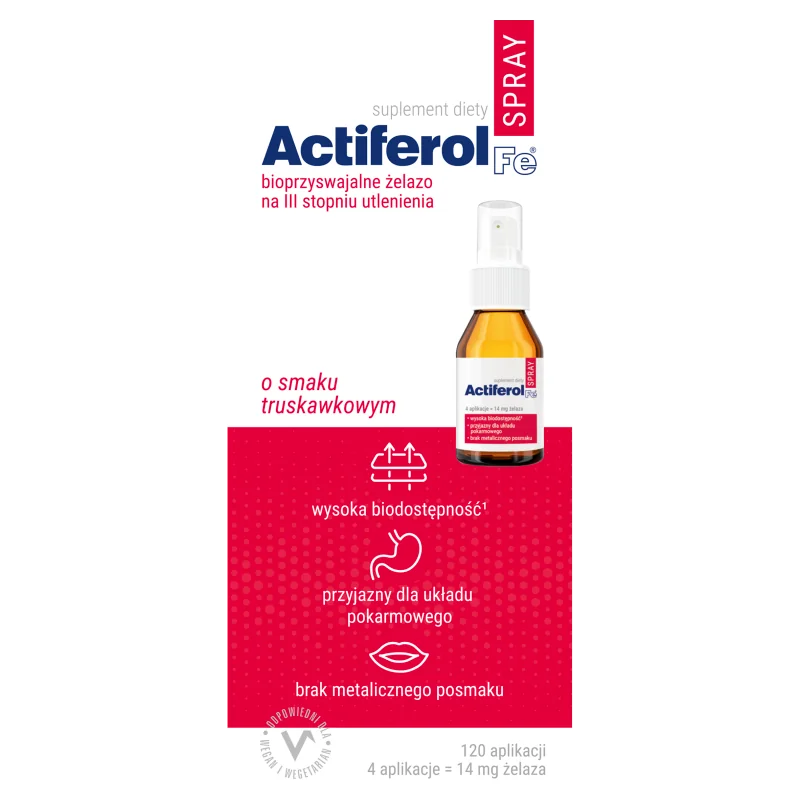 Actiferol Fe Spray, suplement diety, smak truskawkowy, spray, 60 ml