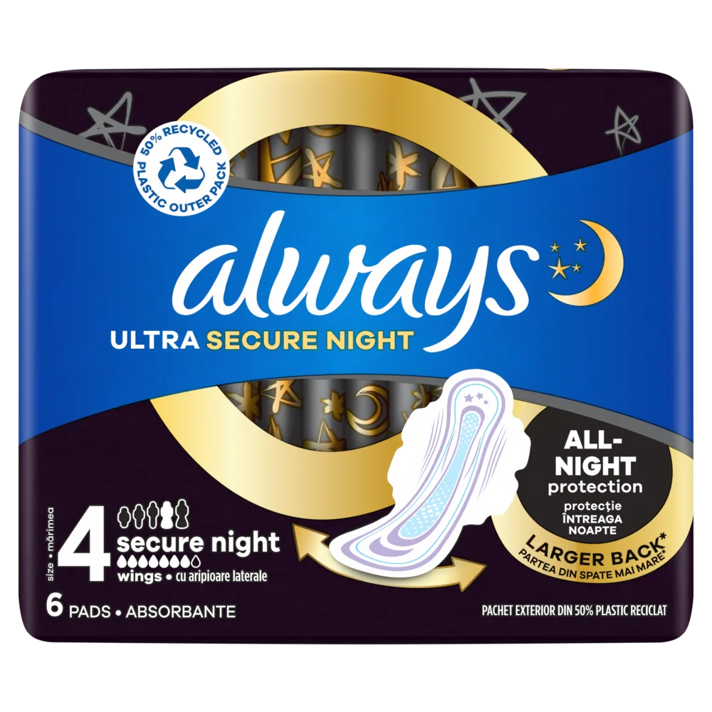 Always Ultra Secure Night Protect podpaski, 6 szt.