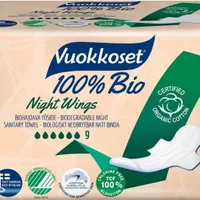 Vuokkoset Bio Night, podpaski ze skrzydełkami na noc, 9 sztuk