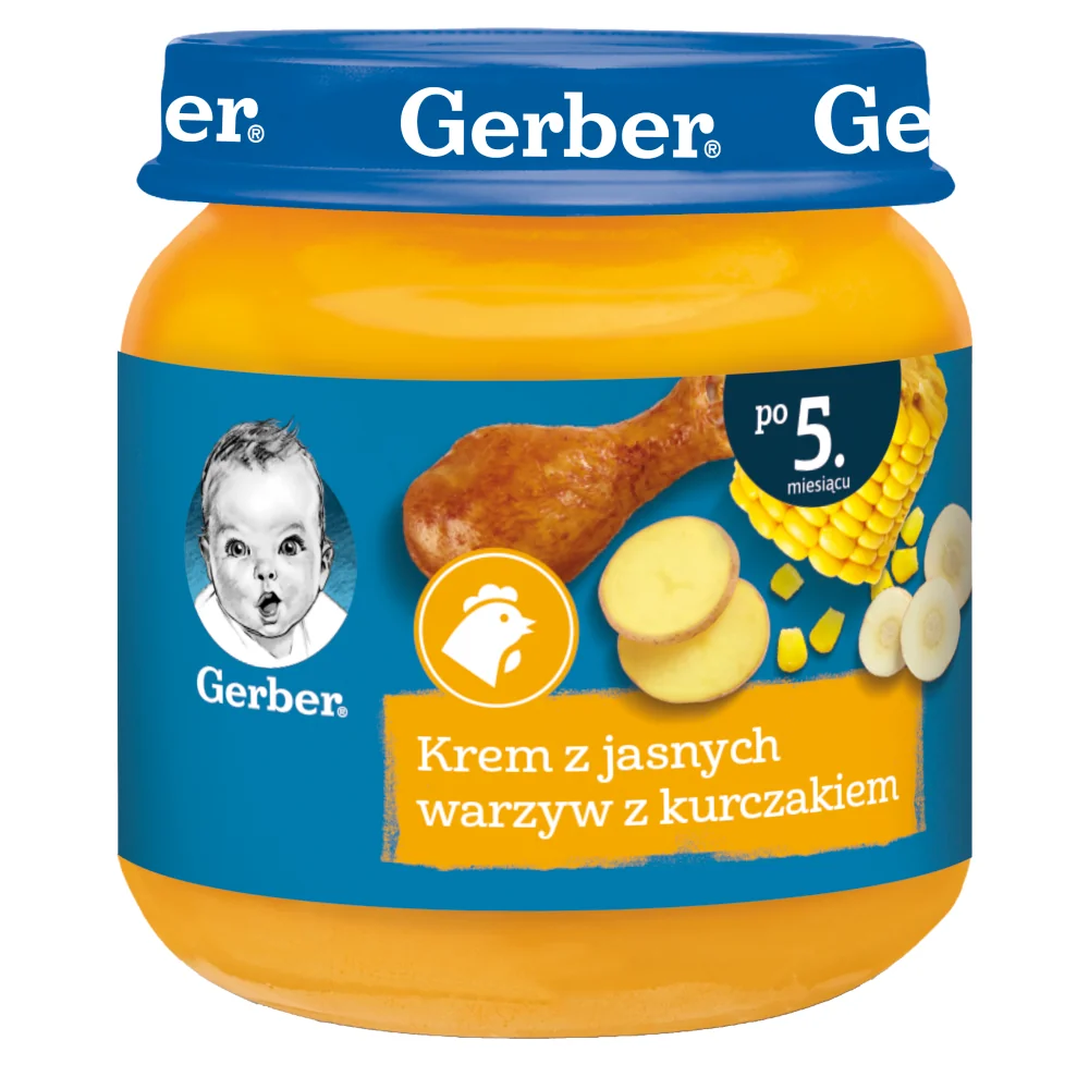 Gerber zupka krem z jasnych warzyw z kurczakiem dla niemowląt po 5 miesiącu, 125 g