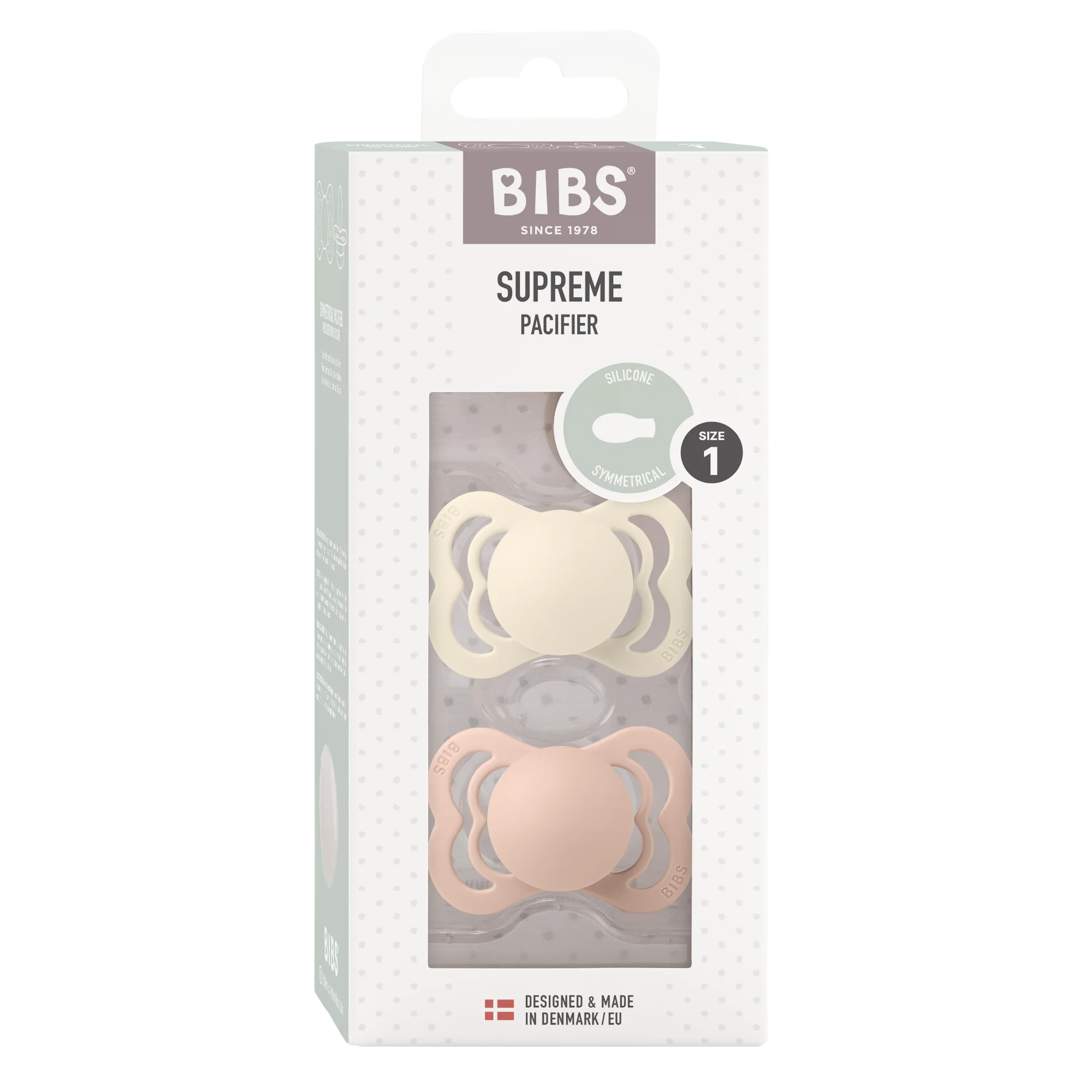 BIBS Pacifier Supreme Ivory & Blush smoczek silikonowy, 2 szt. 