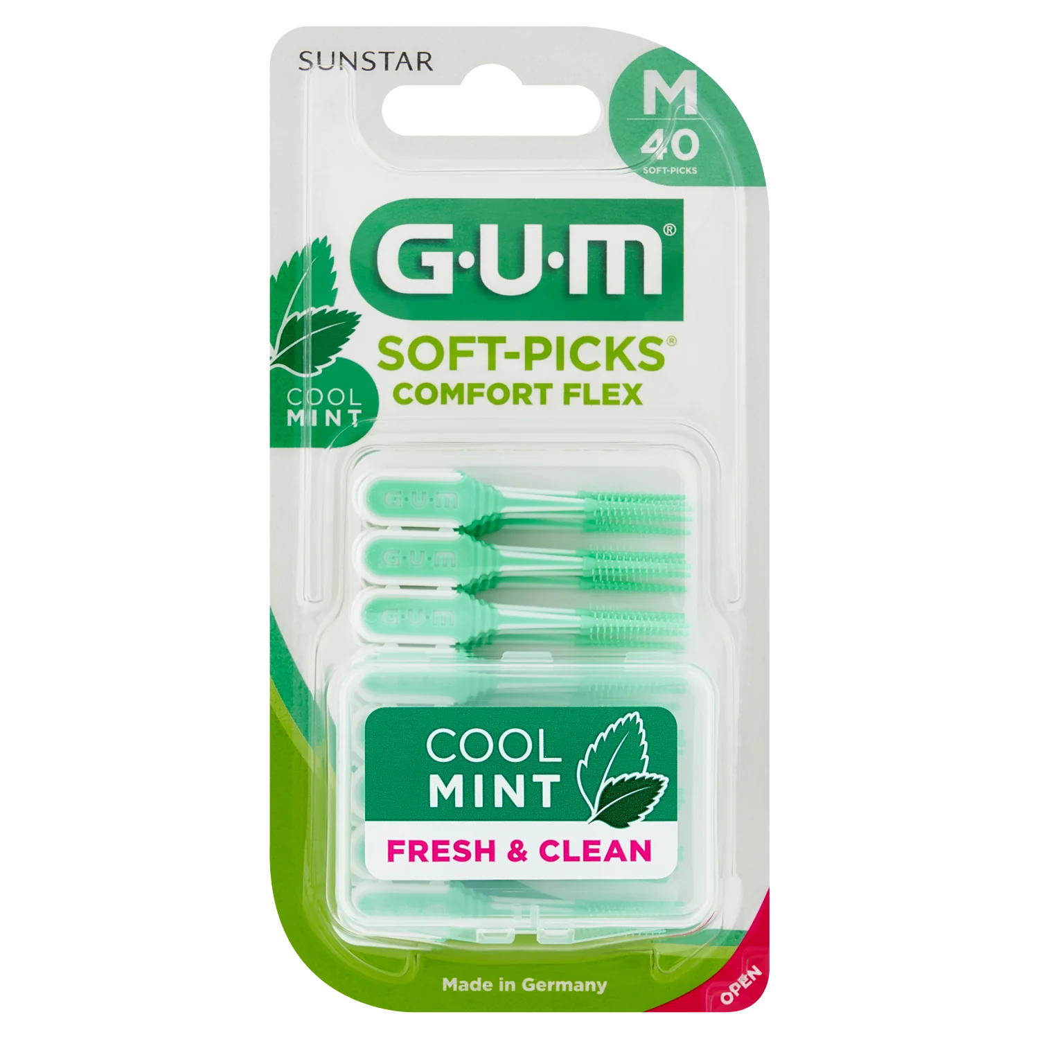 SUNSTAR GUM Soft-Picks Comfort Flex Cool Mint, silikonowe czyściki międzyzębowe średnie (M), 40 szt.