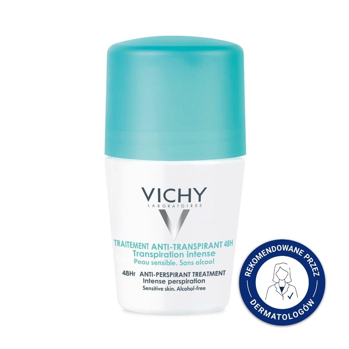 Vichy Traitement Anti-Traspirant 48h, Antyperspirant w kulce przeciw intensywnemu poceniu, 50 ml