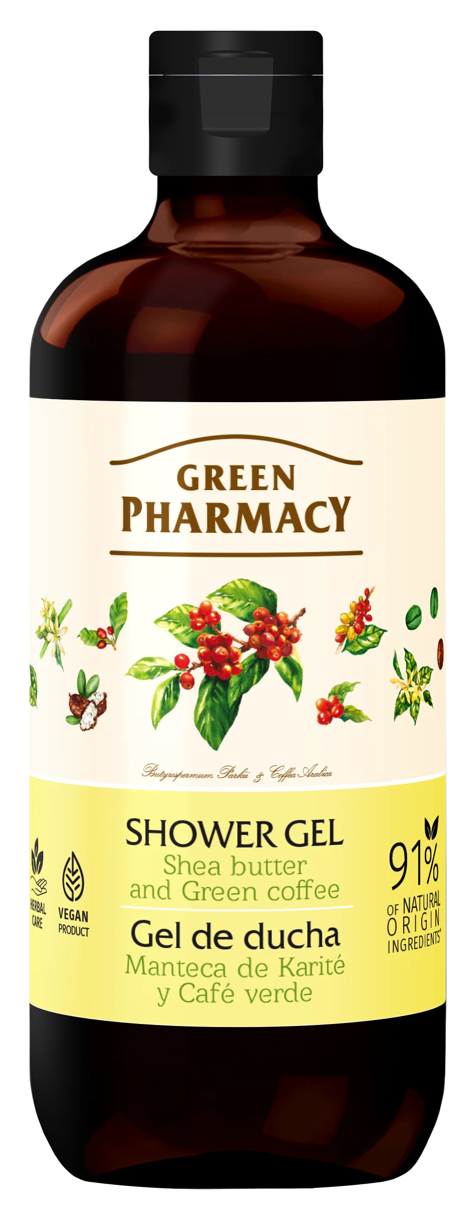 Green Pharmacy, Żel pod prysznic zielona kawa i masło shea, 500 ml