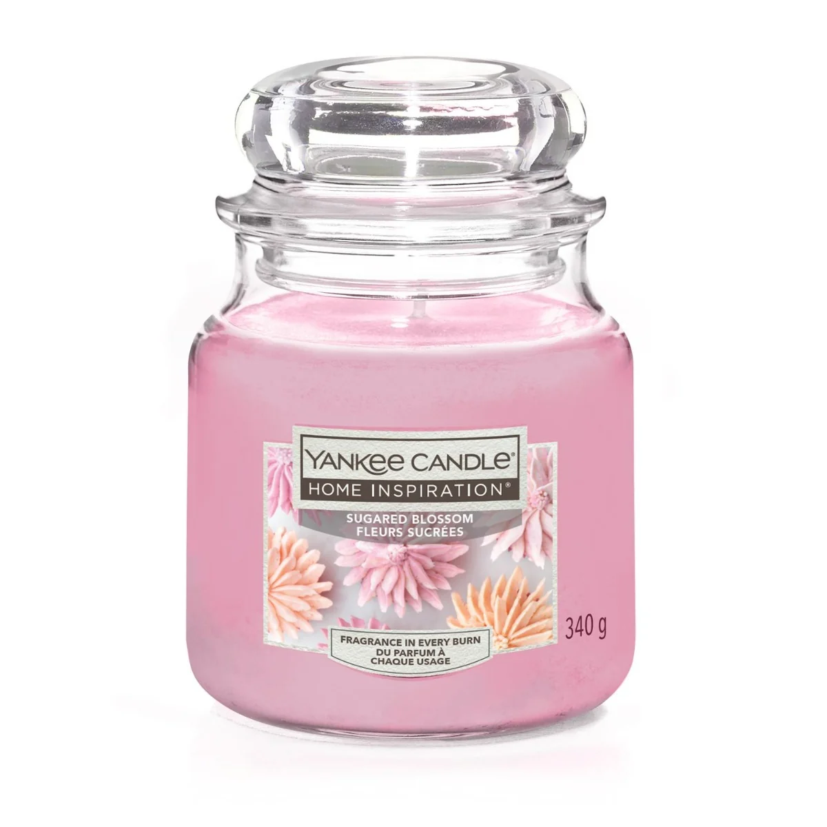 Yankee Candle Home Inspiration Sugared Blossom świeca w słoiku o zapachu grejpfruta w cukrze i kwiatów, 340 g