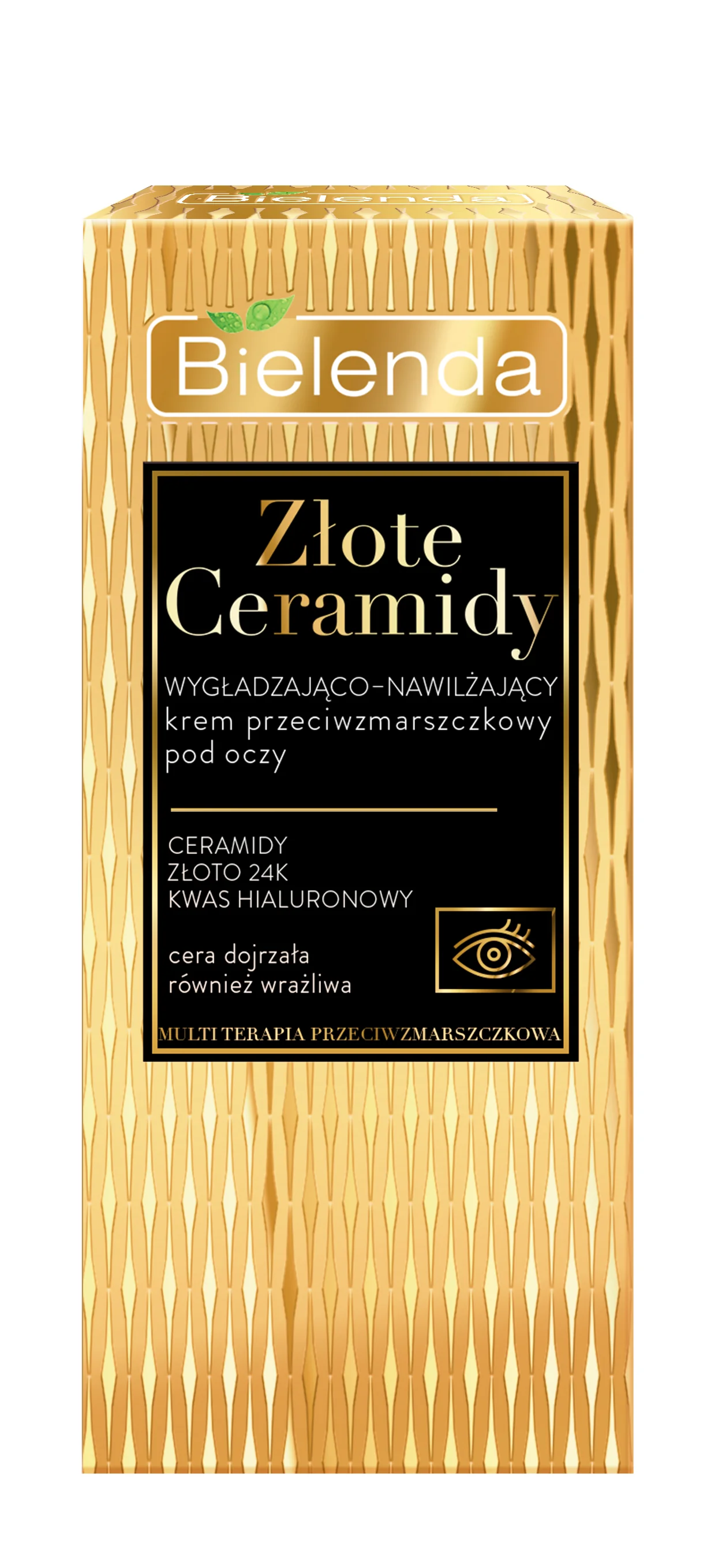 Bielenda Złote Ceramidy, krem pod oczy przeciwzmarszczkowy wygładzająco-nawilżający, 15 ml