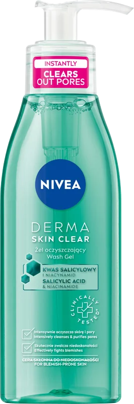 Nivea Derma Skin Clear, żel oczyszczający przeciw niedoskonałościom, 150 ml