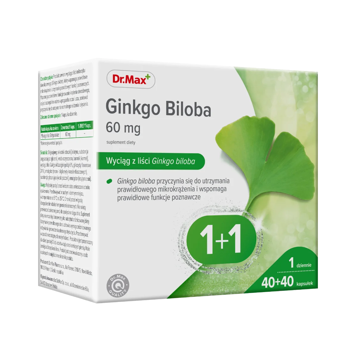 Ginkgo Biloba Dr.Max, suplement diety, 40 + 40 kapsułek