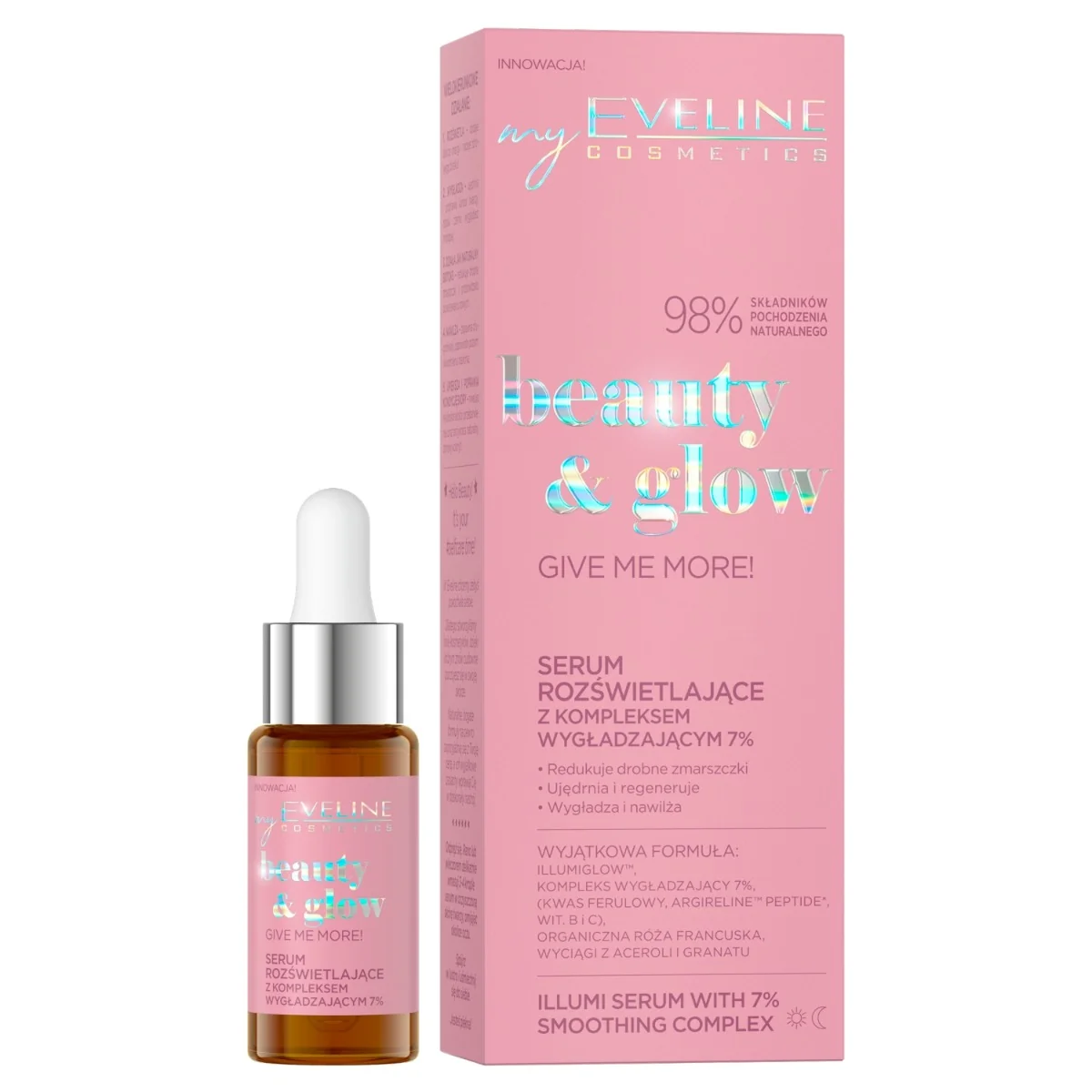 Eveline Cosmetics Beauty & Glow Give Me More!, serum rozświetlające z kompleksem wygładzającym, 18 ml