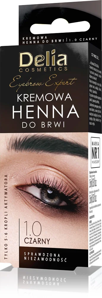 Delia DC henna w kremie do brwi z olejkiem arganowym 1.0 Czerń, 15 ml