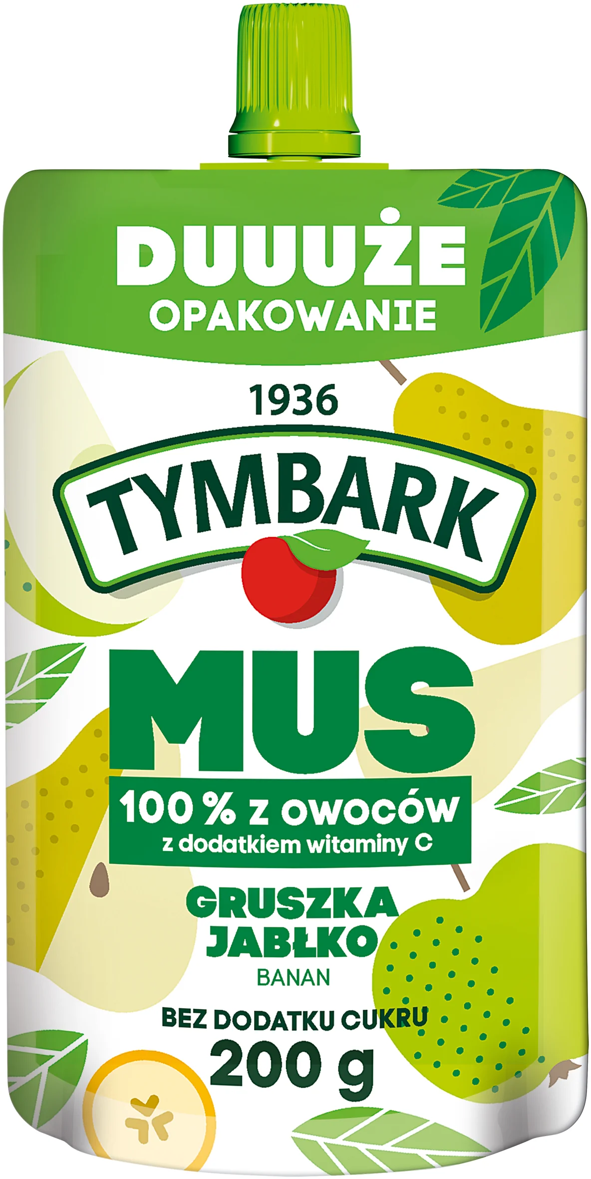 Tymbark mus 100% z owoców, gruszka, jabłko, banan, 200 g