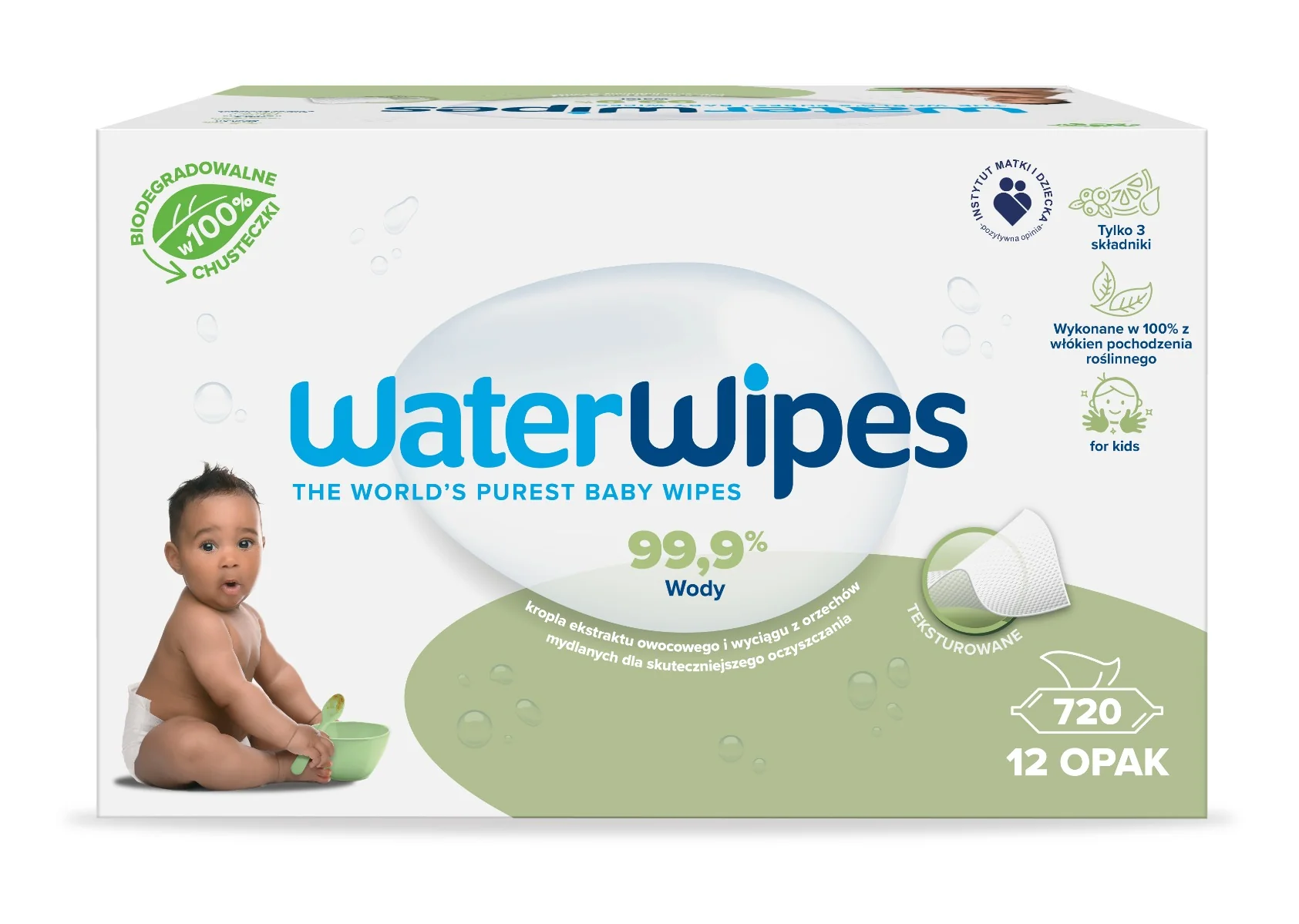 WaterWipes BIO Soapberry, Chusteczki nawilżane dla niemowląt, 12 x 60 sztuk