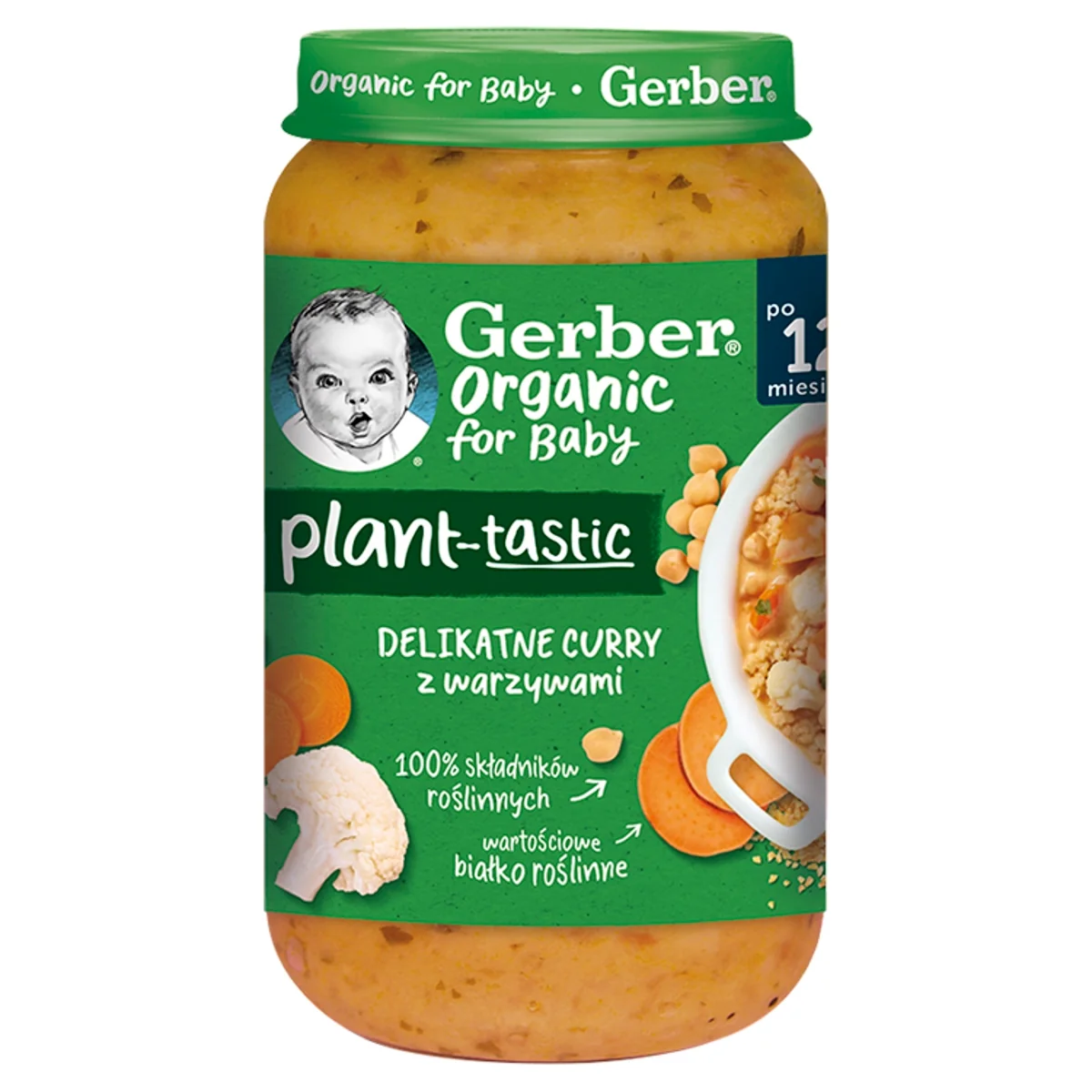 Gerber Organic Plant-tastic delikatne curry z warzywami dla niemowląt, 250 g