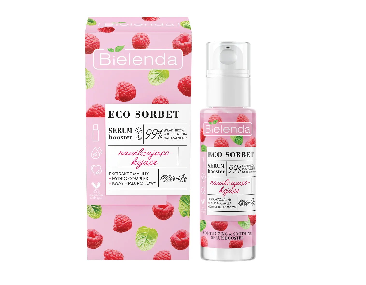 Bielenda Eco Sorbet Malina, Serum booster nawilżająco-kojące, 30 ml