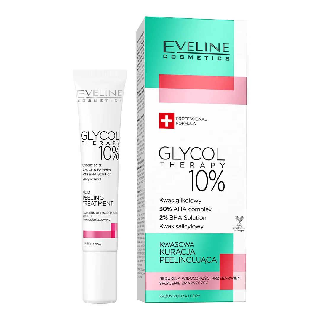 Eveline Cosmetics Glycol Therapykwasowa kuracja peelingująca 10%, 20 ml. Data ważności 08.02.2025