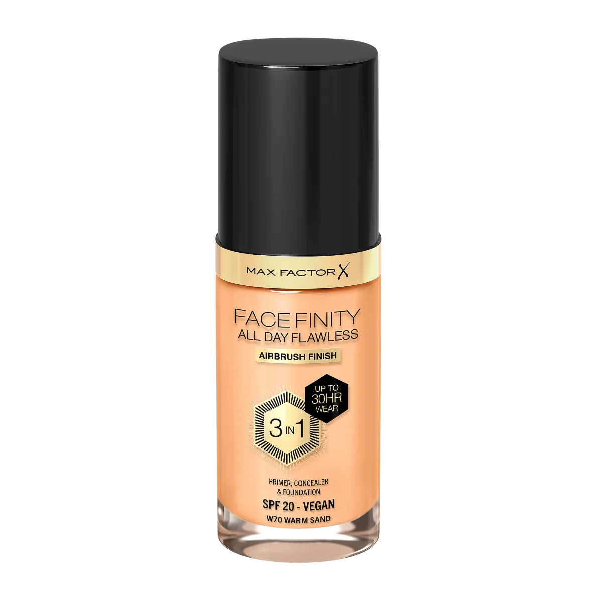 Max Factor Facefinity All Day Flawless podkład do twarzy 3w1 W70 Warm Sand, 30 ml