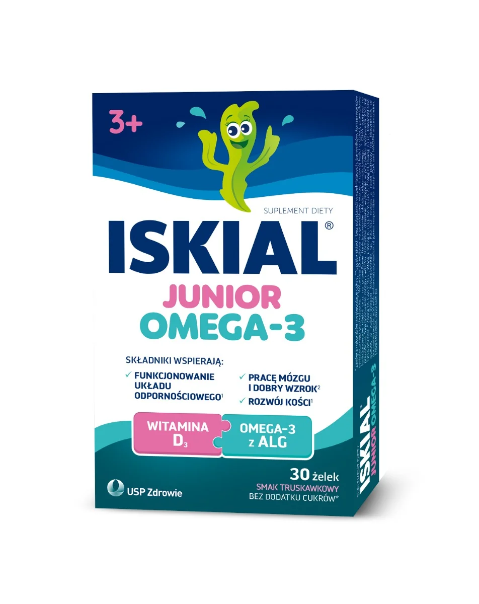 Iskial Junior Omega-3 30 żelek o smaku truskawkowym