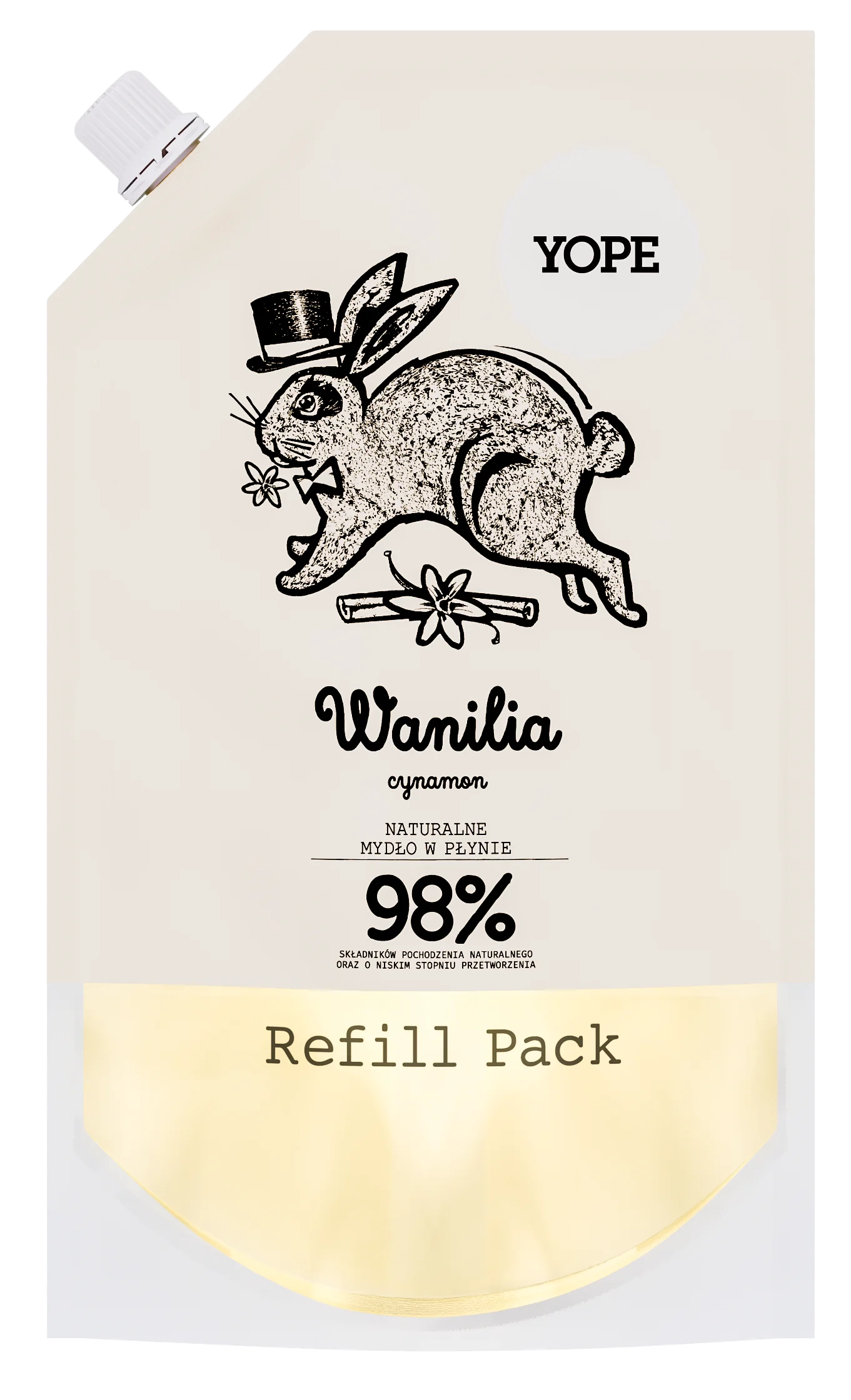 YOPE mydło w płynie wanilia i cynamon, Refill, 500 ml