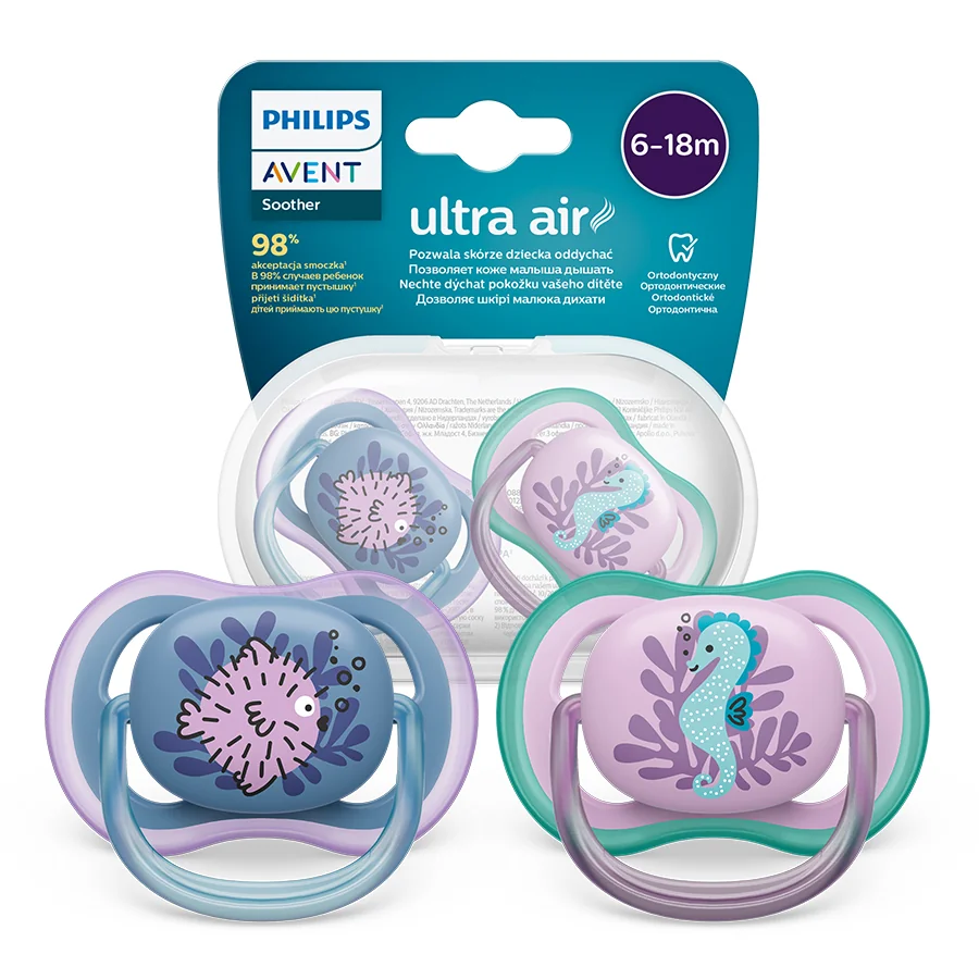 Philips Avent Ultra Air SCF085/61, smoczek uspokajający 6-18m, 2szt.