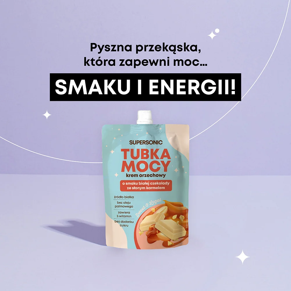 Supersonic Tubka Mocy krem orzechowy o smaku białej czekolady z karmelem, 50 g 