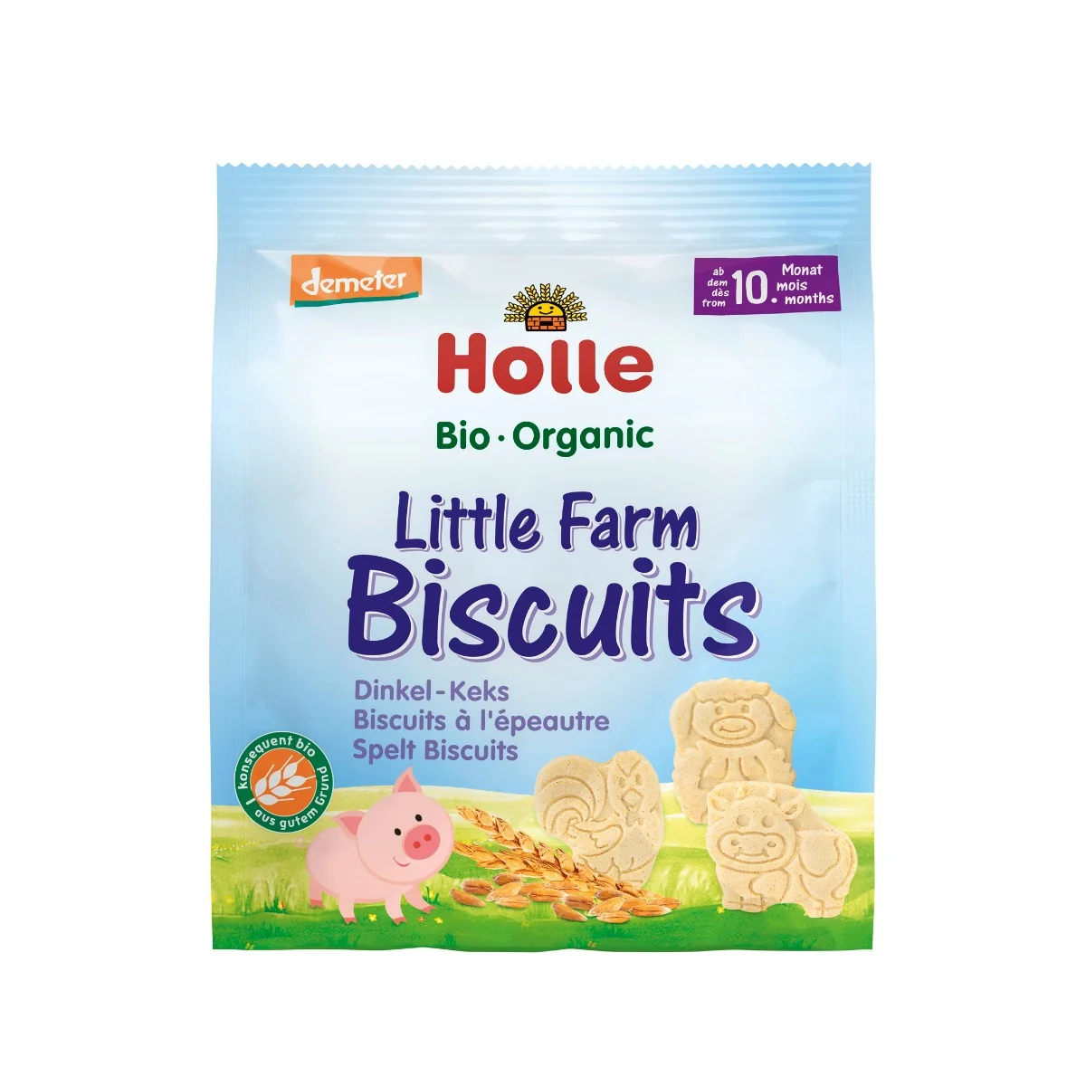 Holle BIO Little Farm keksy orkiszowe Mała Farma dla niemowląt powyżej 10. miesiąca życia, 100 g