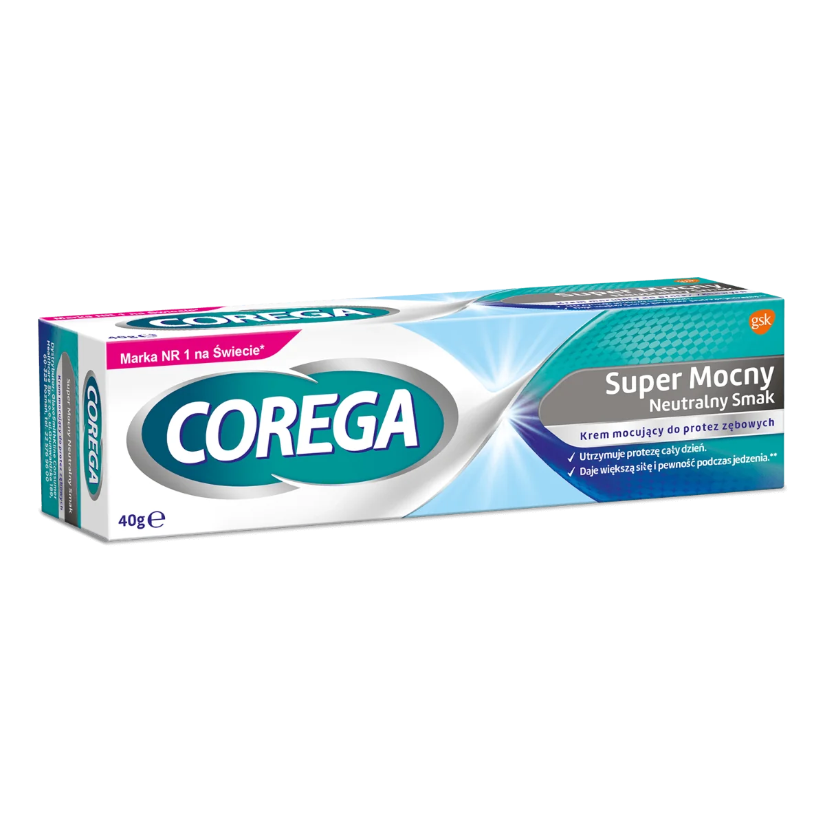 Corega krem mocujący do protez zębowych, super mocny, neutralny smak, 40 g