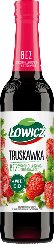 Łowicz Truskawka suplement diety w syropie, 400 ml Data ważności 31.07.2024