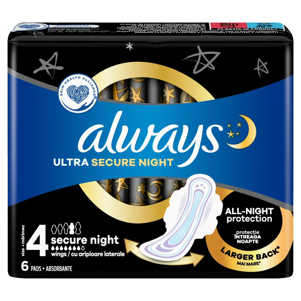 Always Ultra Secure Night Protect podpaski, 6 szt.