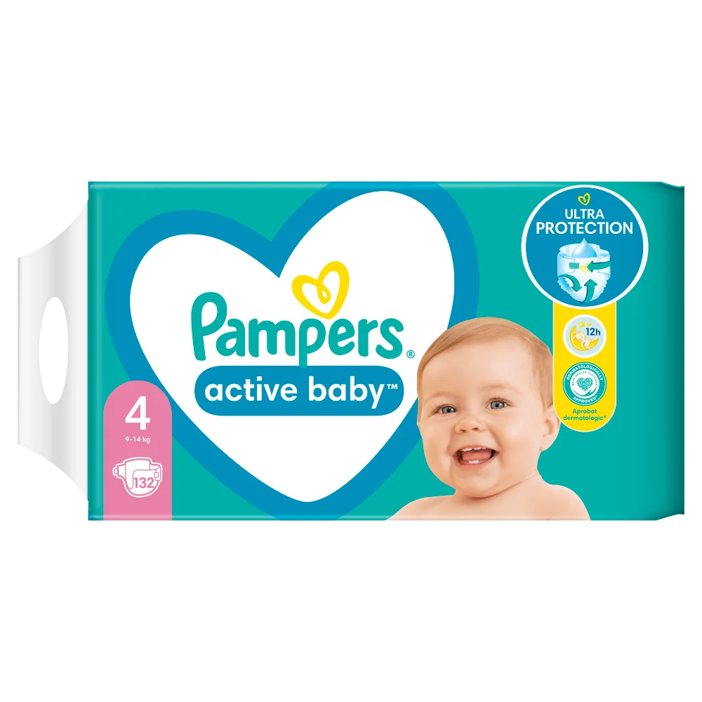 Pampers Active Baby Mega Pack pieluchy, rozmiar 4, 132 szt.