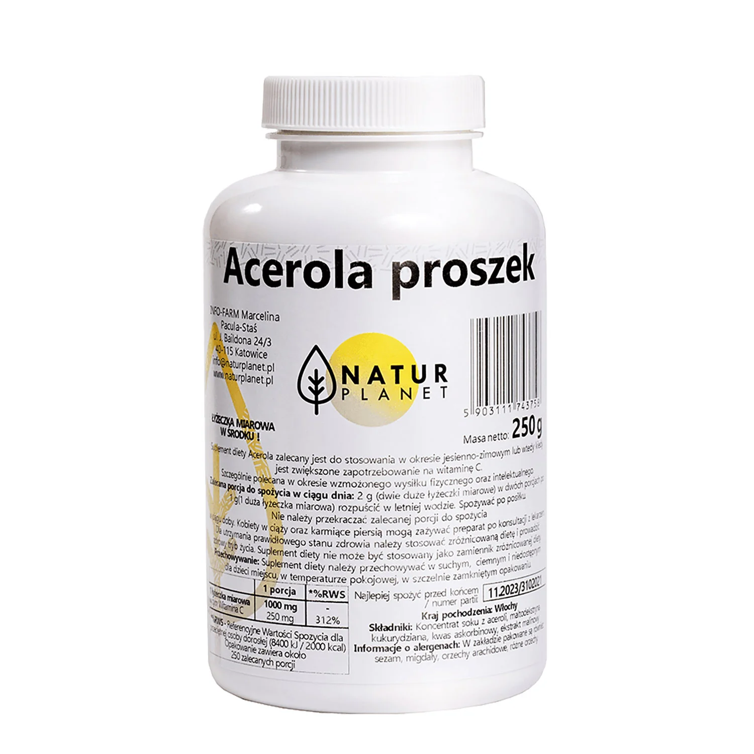 Natur Planet acerola, proszek, 250 g