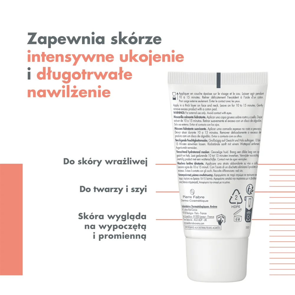 Avene maseczka kojąco-rozświetlająca, 50 ml