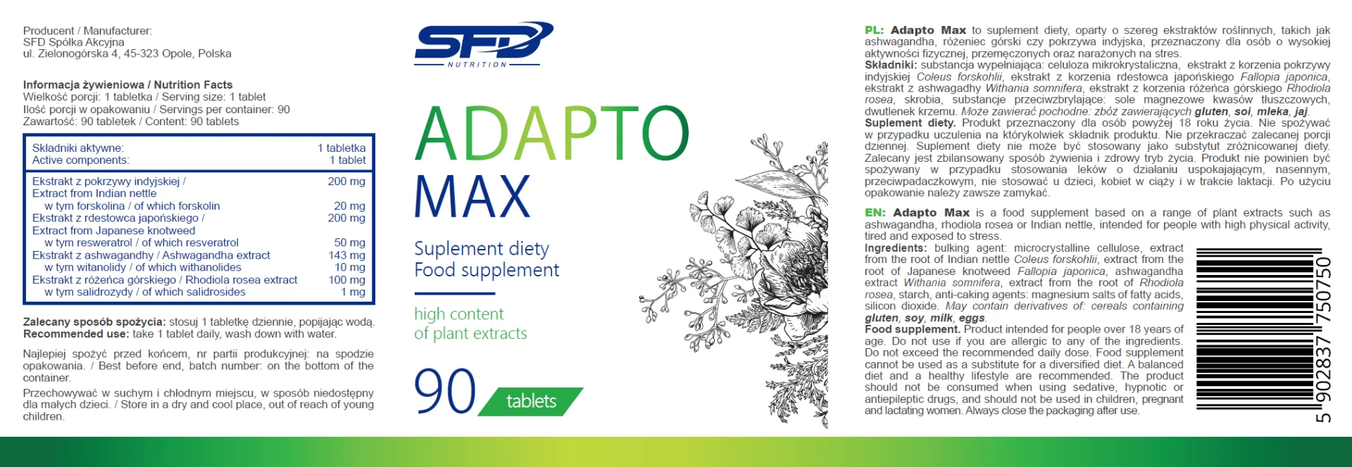 SFD Adapto Max, 90 tabletek