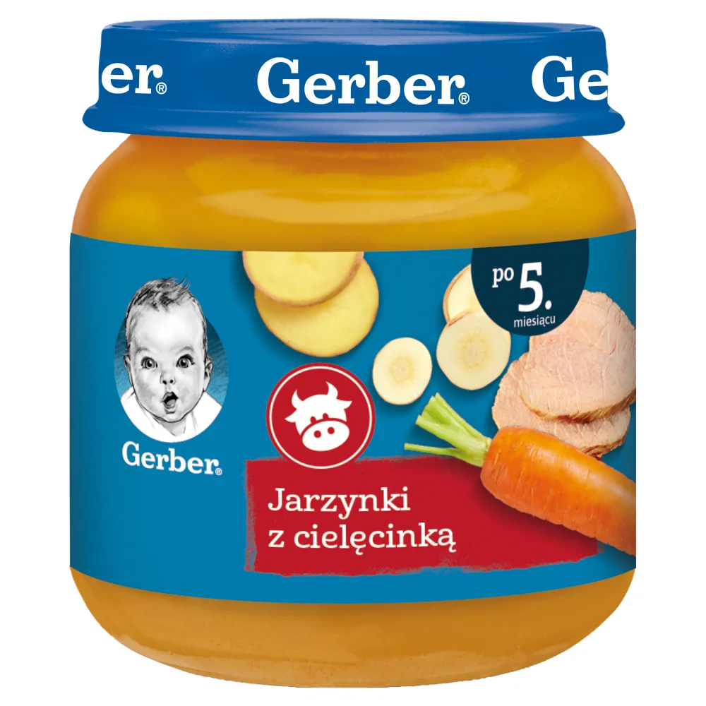 Gerber obiadek jarzynki z cielęcinką dla niemowląt po 5 miesiącu życia, 125 g