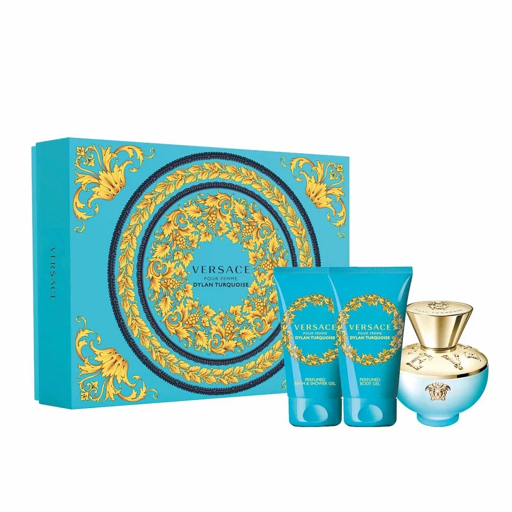 Versace Dylan Turquoise Pour Femme zestaw woda toaletowa spray 50ml + żel pod prysznic 50ml + balsam do ciała 50ml