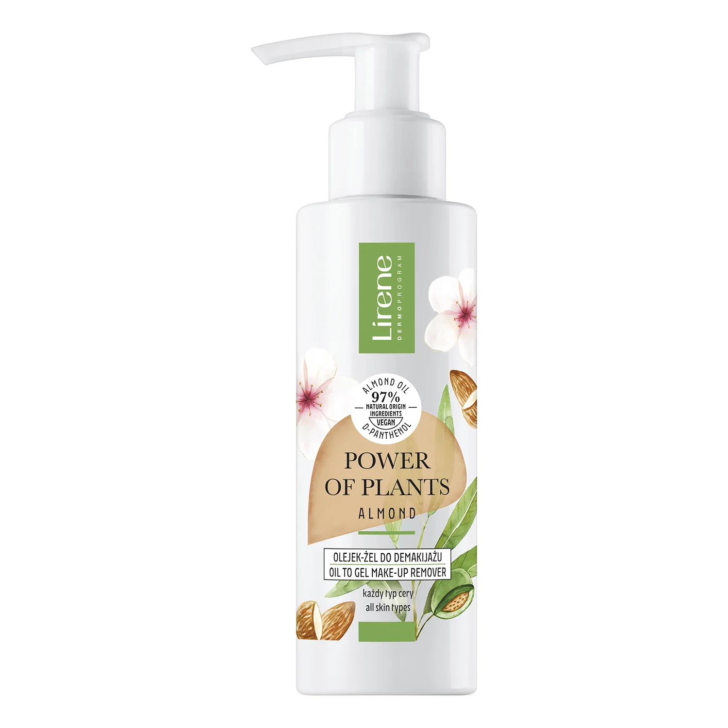 Lirene Power Of Plants Migdał, olejek-żel do demakijażu, 145 ml