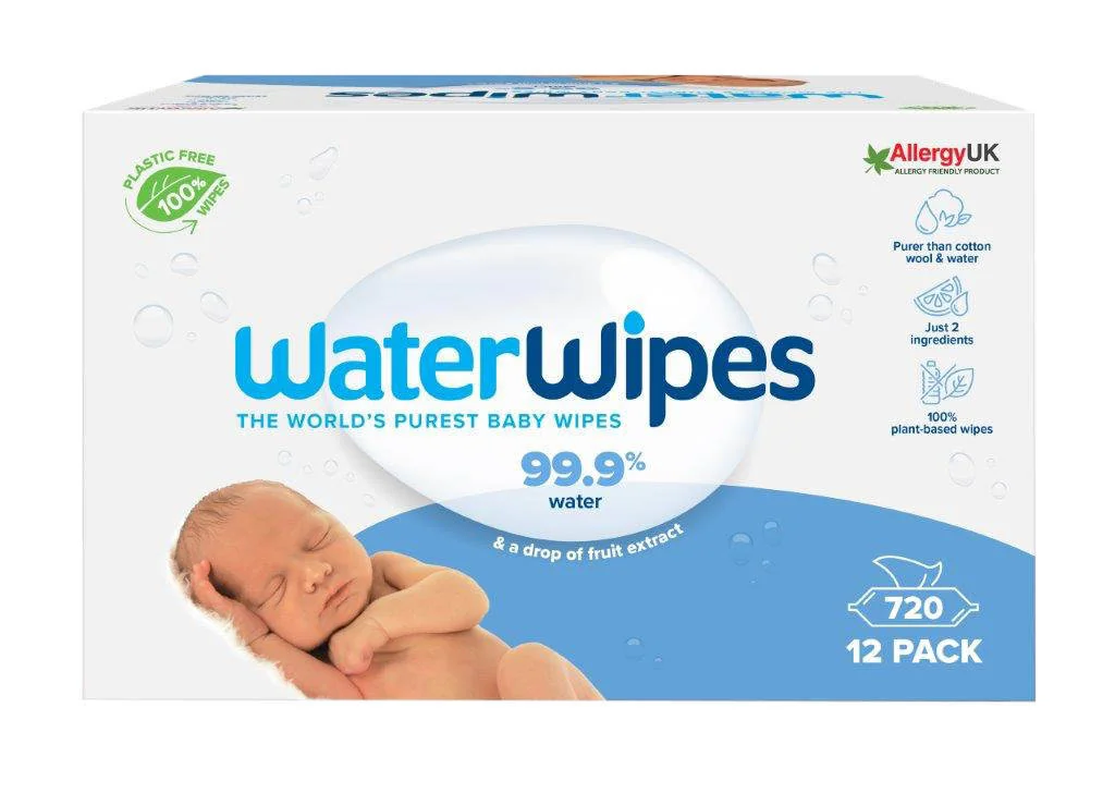 WaterWipes BIO, Chusteczki nawilżane dla noworodków i niemowląt, 12 x 60 sztuk