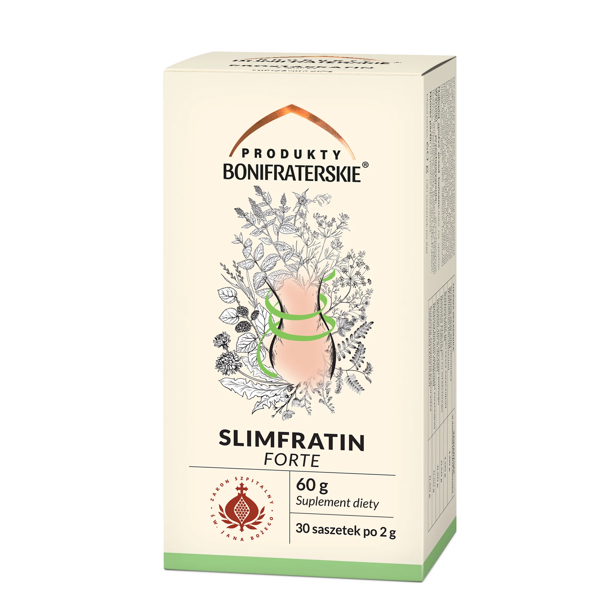 Produkty bonifraterskie Slimfratin Forte Fix, zioła do zaparzania, 30 saszetek x 2 g