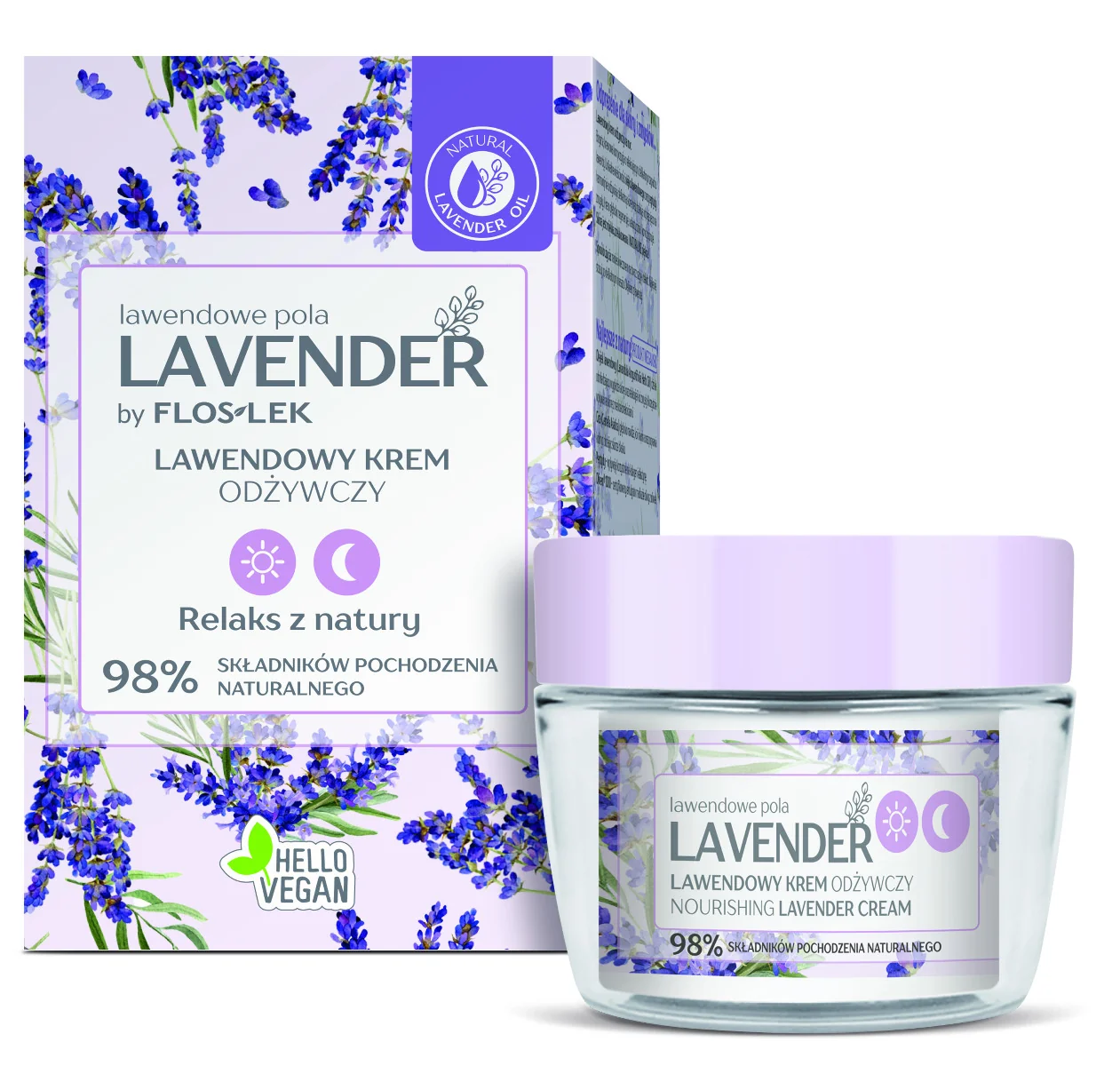 Floslek Lavender Lawendowe Pola, lawendowy krem odżywczy na dzień i na noc, (eco zestaw), 50 ml