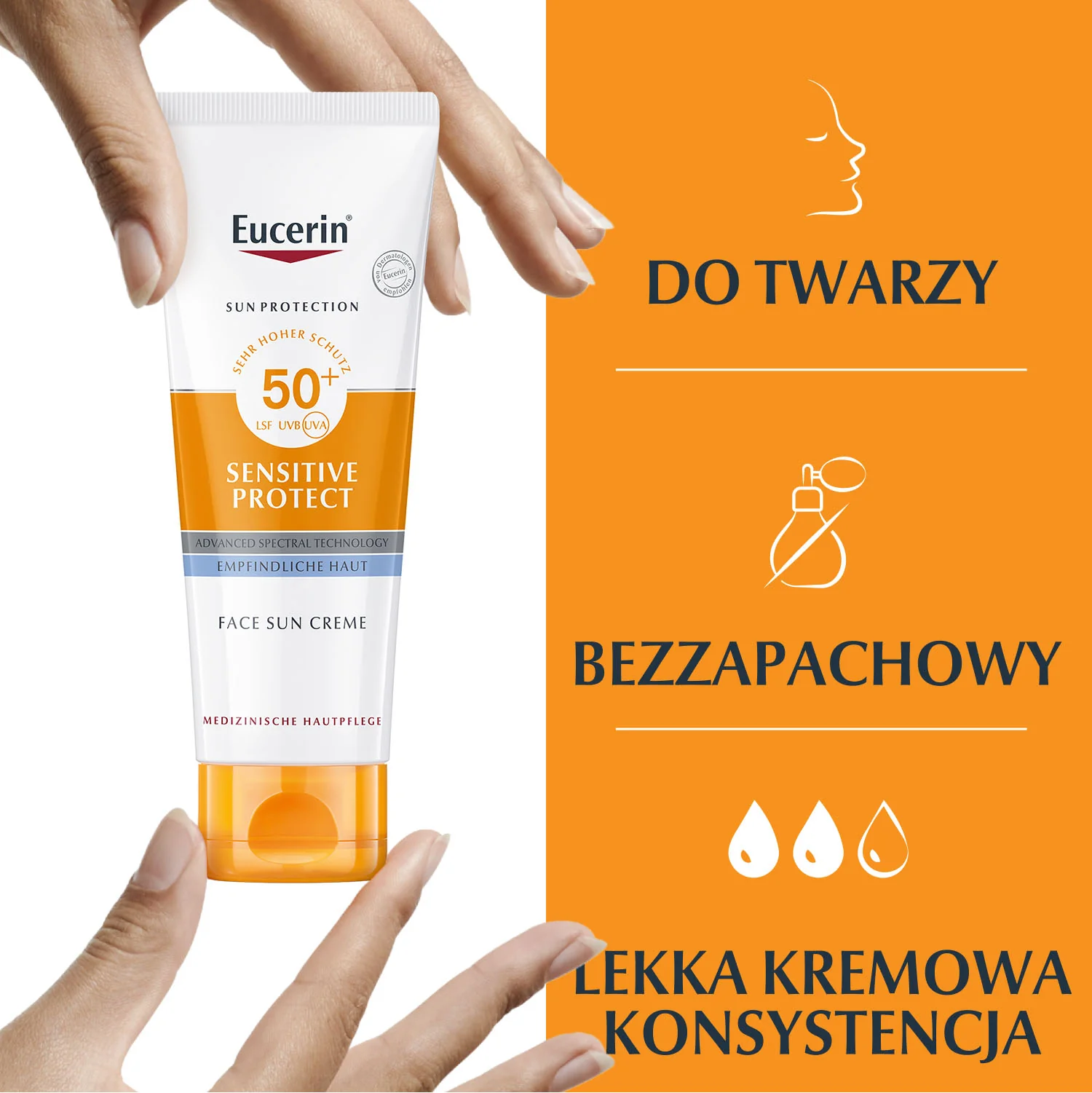 Eucerin Sun Sensitive Protect SPF 50+ krem ochronny do twarzy, 50 ml 