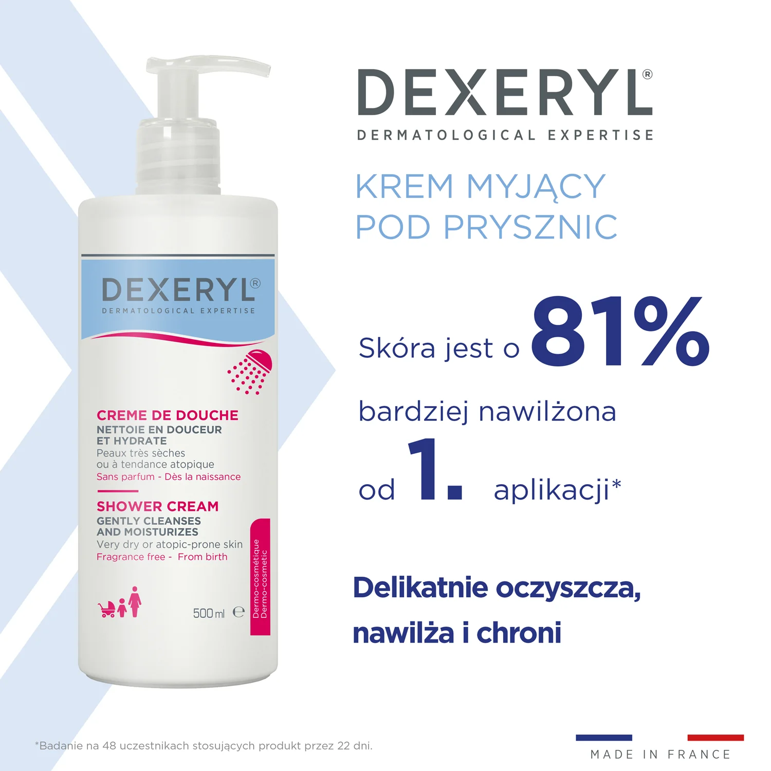 Dexeryl krem myjący pod prysznic, 500 ml