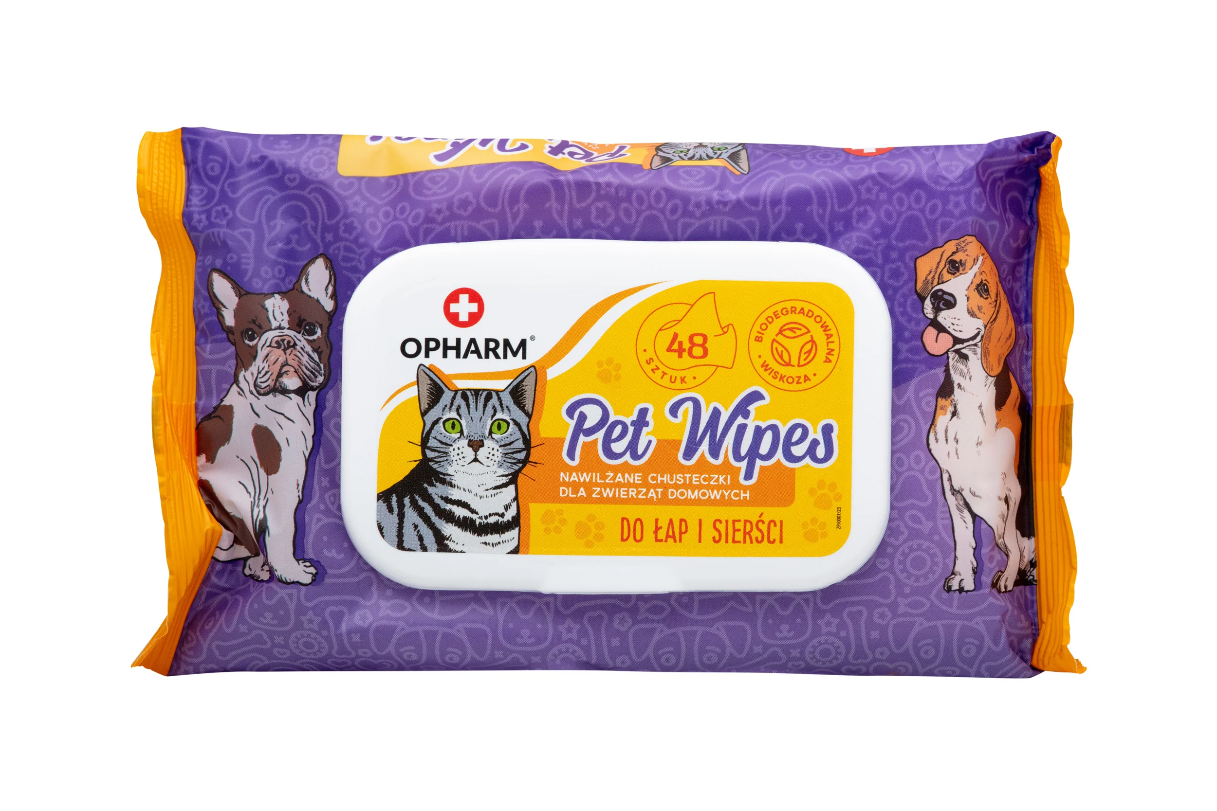 Opharm Pet Wipes chusteczki nawilżane dla zwierząt do pielęgnacji łap i sierści, 48 szt.