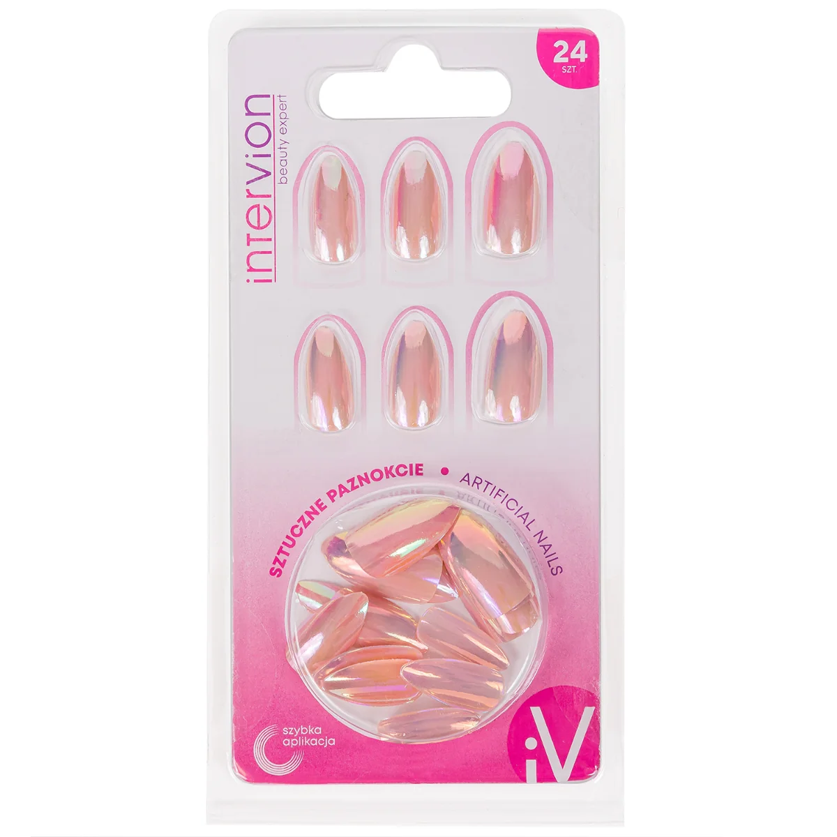 KillyS sztuczne paznokcie stiletto light pink holo, 24 szt.