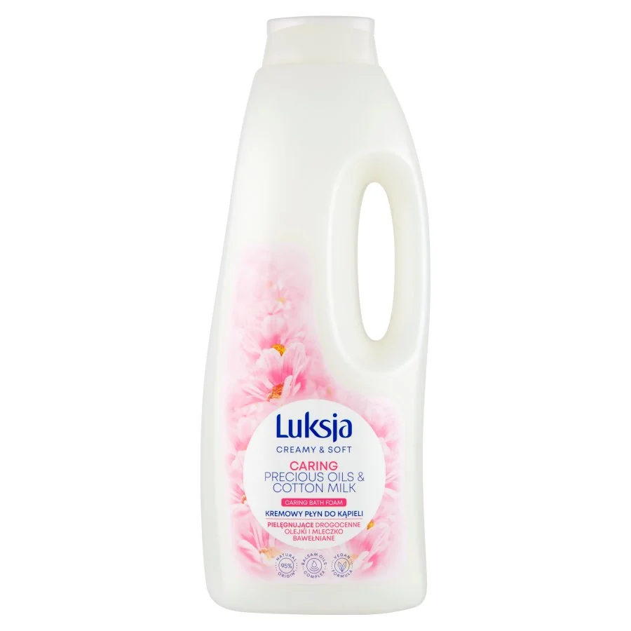 Luksja Creamy & Soft, kremowy płyn do kąpieli Drogocenne Olejki i Mleczko Bawełniane, 1500 ml