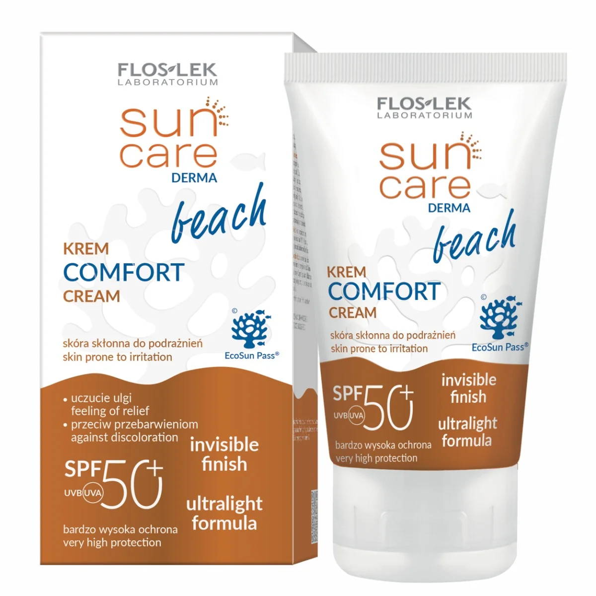 Floslek Sun Care Derma Beach Comfort, krem do twarzy i ciała SPF 50+, 50 ml