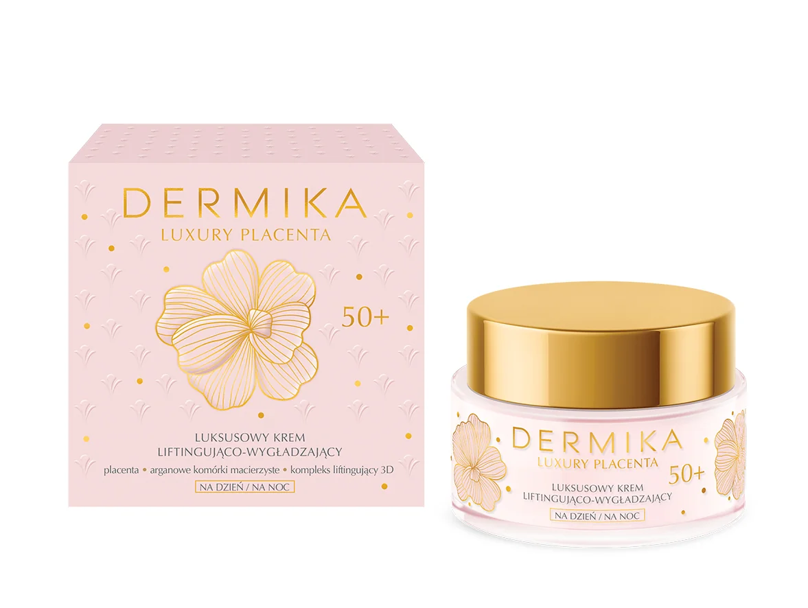 Dermika Luxury Placenta, Luksusowy krem liftingująco-wygładzający 50+ na dzień i na noc, 50 ml