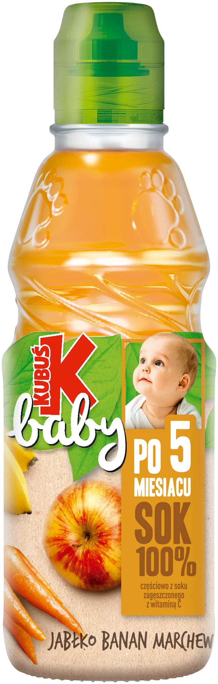 Kubuś Baby sok 100% jabłko, banan, marchew po 5. miesiącu, 300 ml