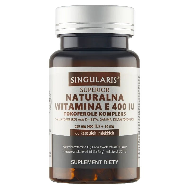 Singularis Superior Naturalna Witamina E 400 UI Tokoferole Kompleks, suplement diety, 60 kapsułek