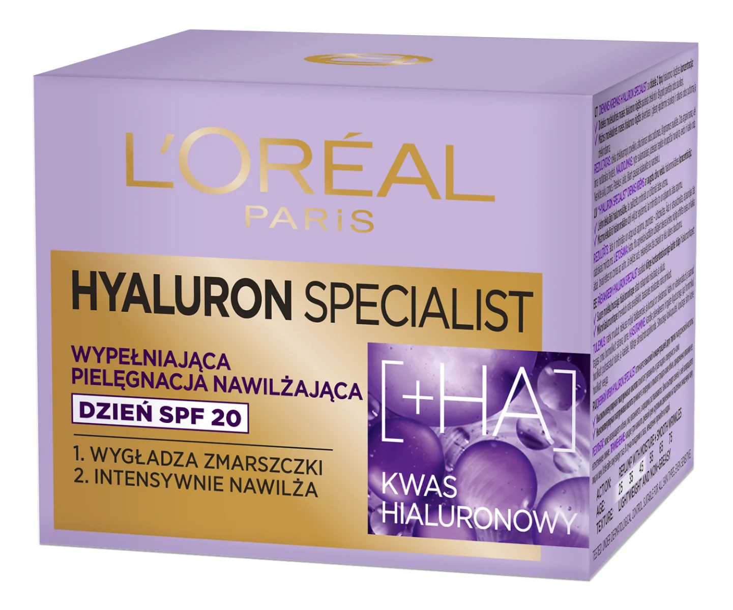 L`Oreal Paris Hyauloron Specialist wypełniająca pielęgnacja nawilżająca krem do twarzy na dzień SPF20, 50 ml